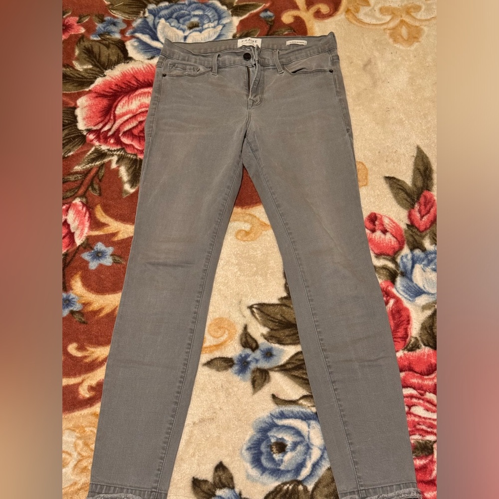 FRAME Le Skinny Jeans Size 28 Maralago Wash Raw Frayed Released Hem